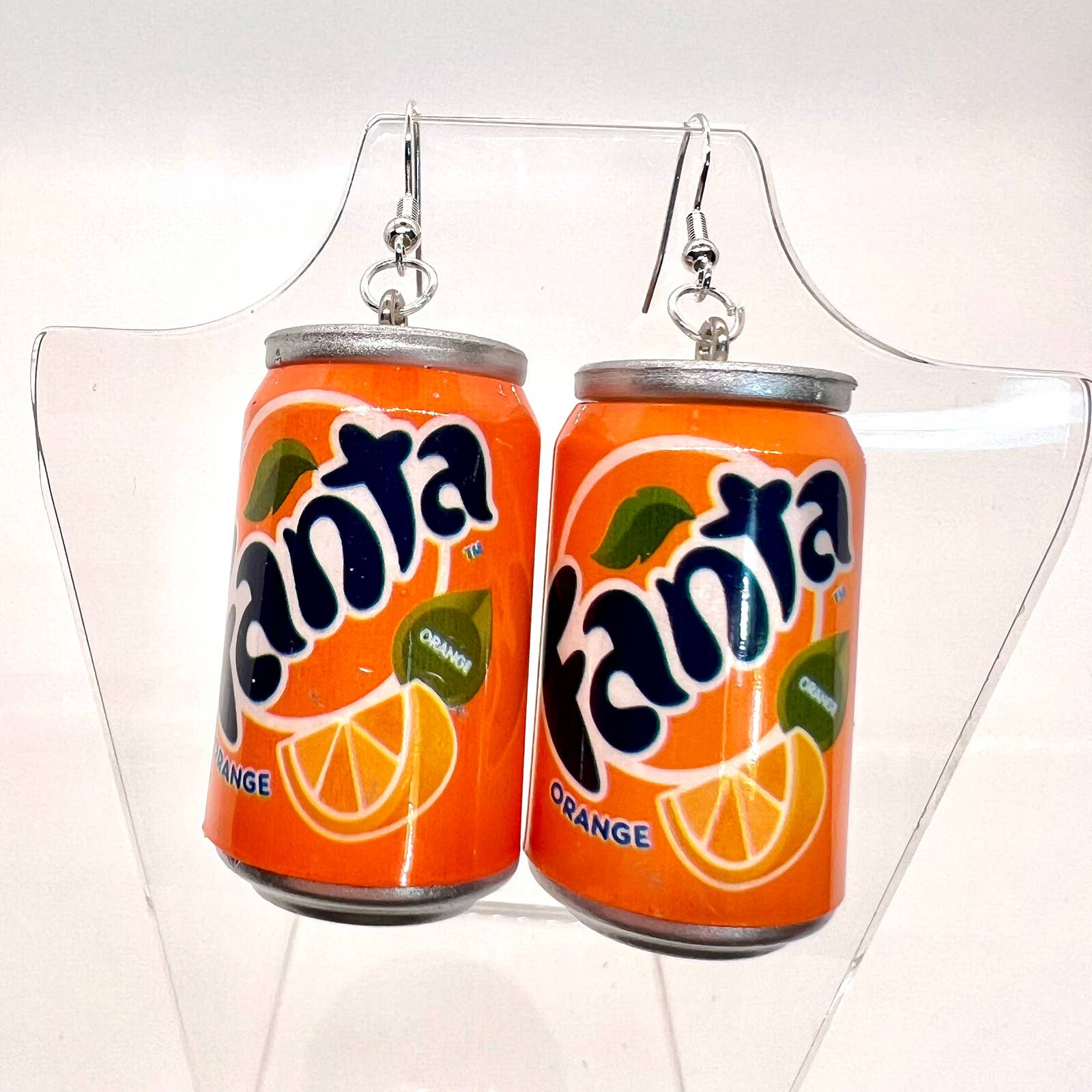 Large Fanta Can Earrings - Cola Earrings - Pop Earrings - Orange Soda Earrings